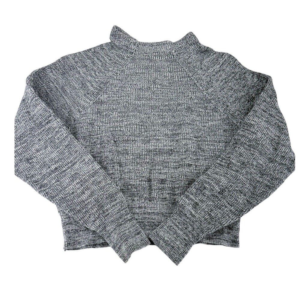 Free People Womens Medium Grey Marled‎ Mock Neck Cropped Knit Sweater OB534960